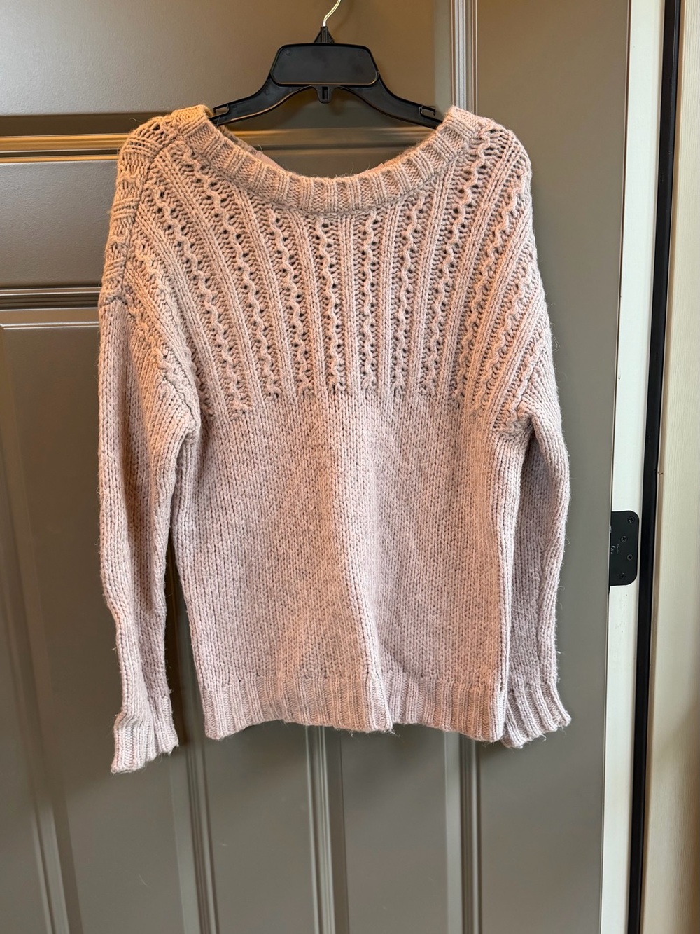 Aerie Soft Knit Women's Sweater w/Open Satin Tie Back, Beige Color, Size S
